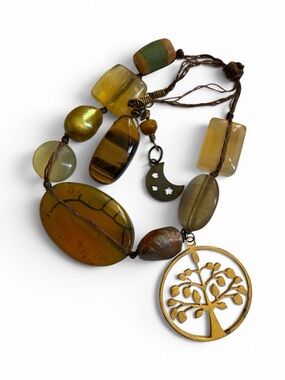Handmade Boho Statement Bracelet with Natural Gemstones Size 7-7.5
